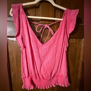 Bibi cotton gauze pink top size Large EUC